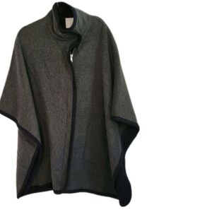 Joie Kenzie Wool Cashmere Sweater Poncho Cape Winter Outdoor M/L Gray Designer